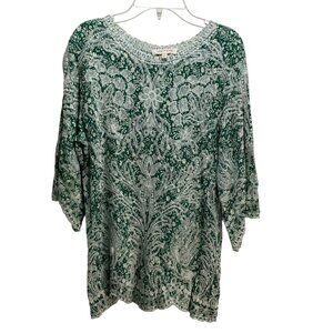 Anthropologie Solitaire Green Cottagecore Embroidered Tunic Top Womens S Prairie